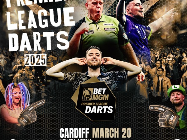 2 X Premier League Darts - Cardiff - 20th March & Luke Littler Dartboard Setup 