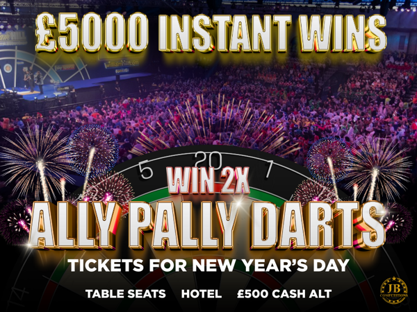 2 X Ally pally world darts championship (TABLE) New years day & hotel!